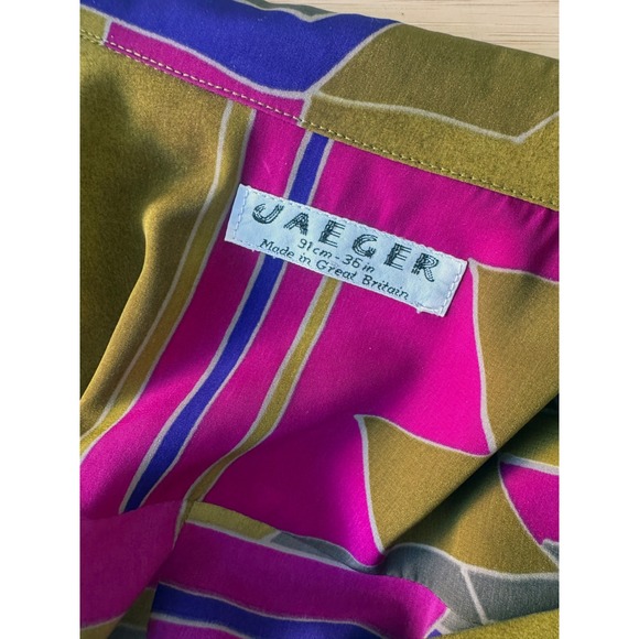 JAEGER‎ Vintage Geometric Print Double Breasted Blouse Shirt Top 36 ( M/L) 80's - Picture 6 of 6